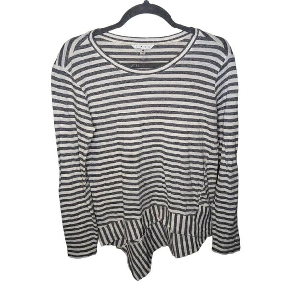 CAbi Asymmetrical Striped Knit Long Sleeves Gray Top Women's Extra Small - Picture 1 of 5